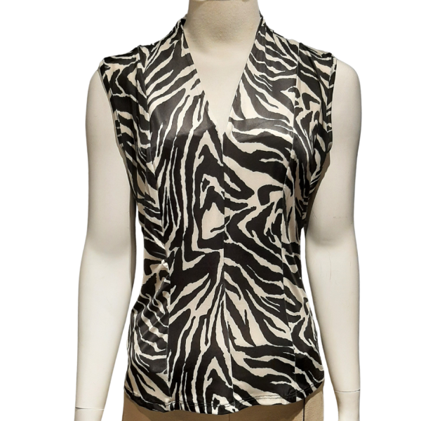 Iz Naiz v-hals travel top, zebra print