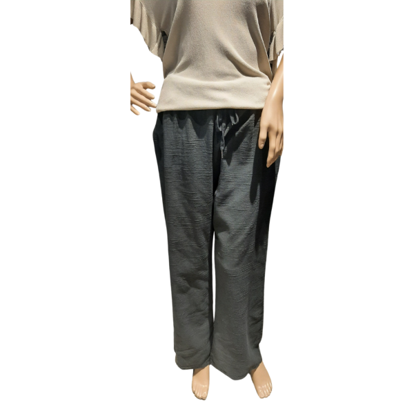 Linnen wide leg pantalon antraciet