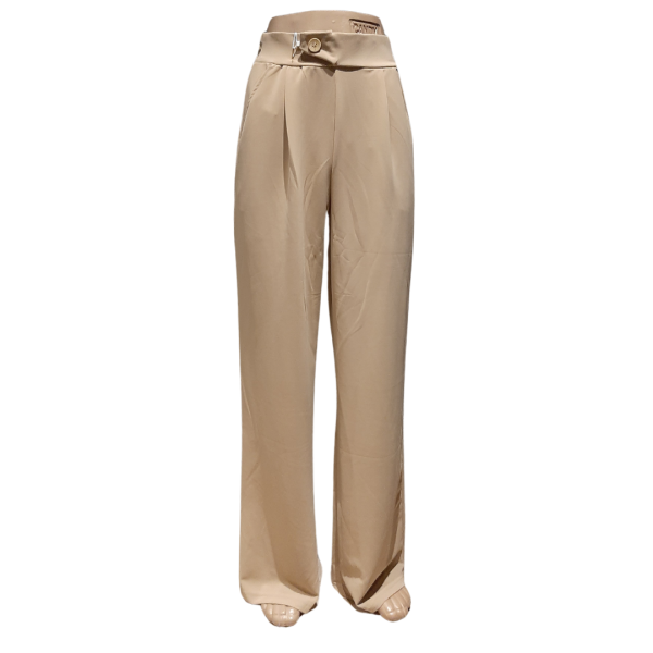 Beige wide leg pantalon