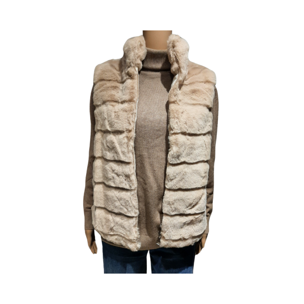 Gilet nepbont beige