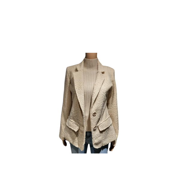 Iz Naiz bouclé blazer beige