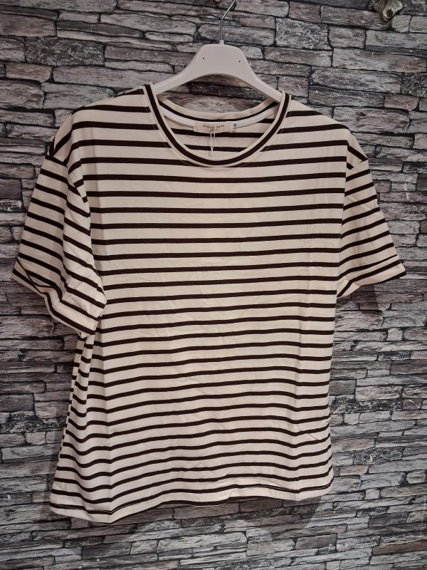 beige shirt met bruin streepje