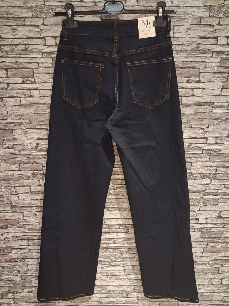 Donkerblauwe jeans met schuine sluiting - Afbeelding 2