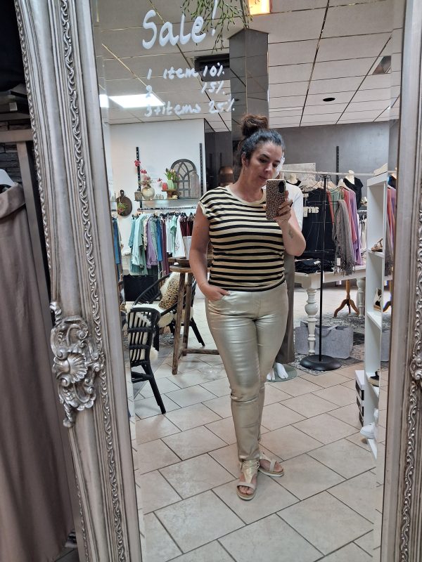 Streep top zwart lurex