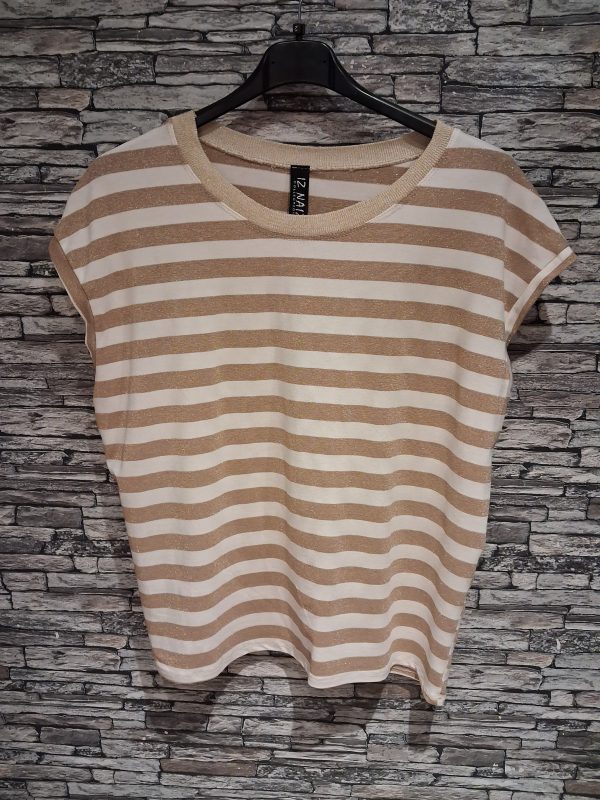 Streep top crème lurex - Afbeelding 2
