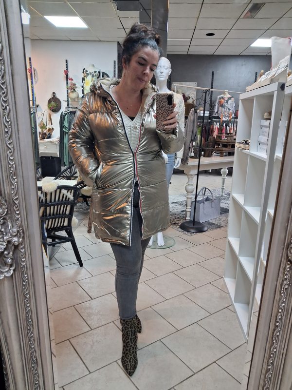 Winterjas metallic beige